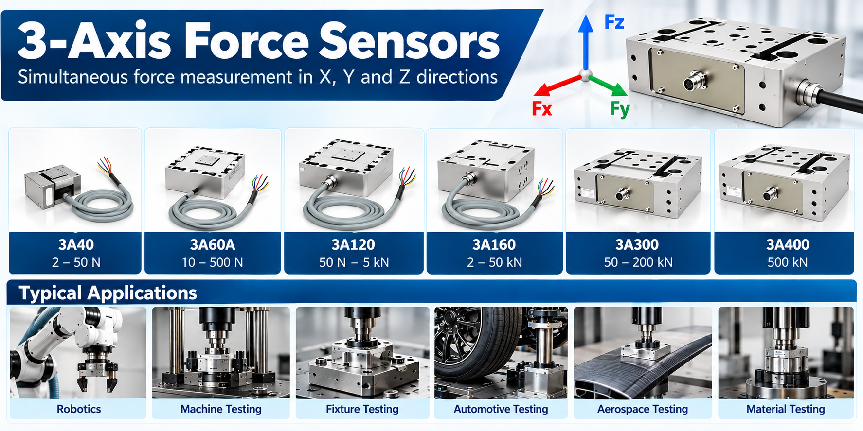 3-Axis Force Sensors | X, Y & Z Force Measurement