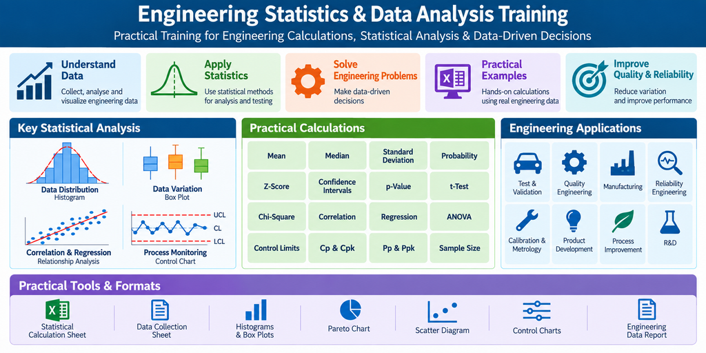 Engineering Statistics & Data Analysis Training engineering statistics training infographic