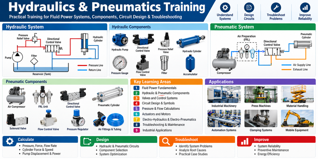 hydraulics & pneumatics training infographic